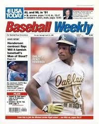 Baseball Weekly magazine cover featuring Rickey Henderson, August 1991